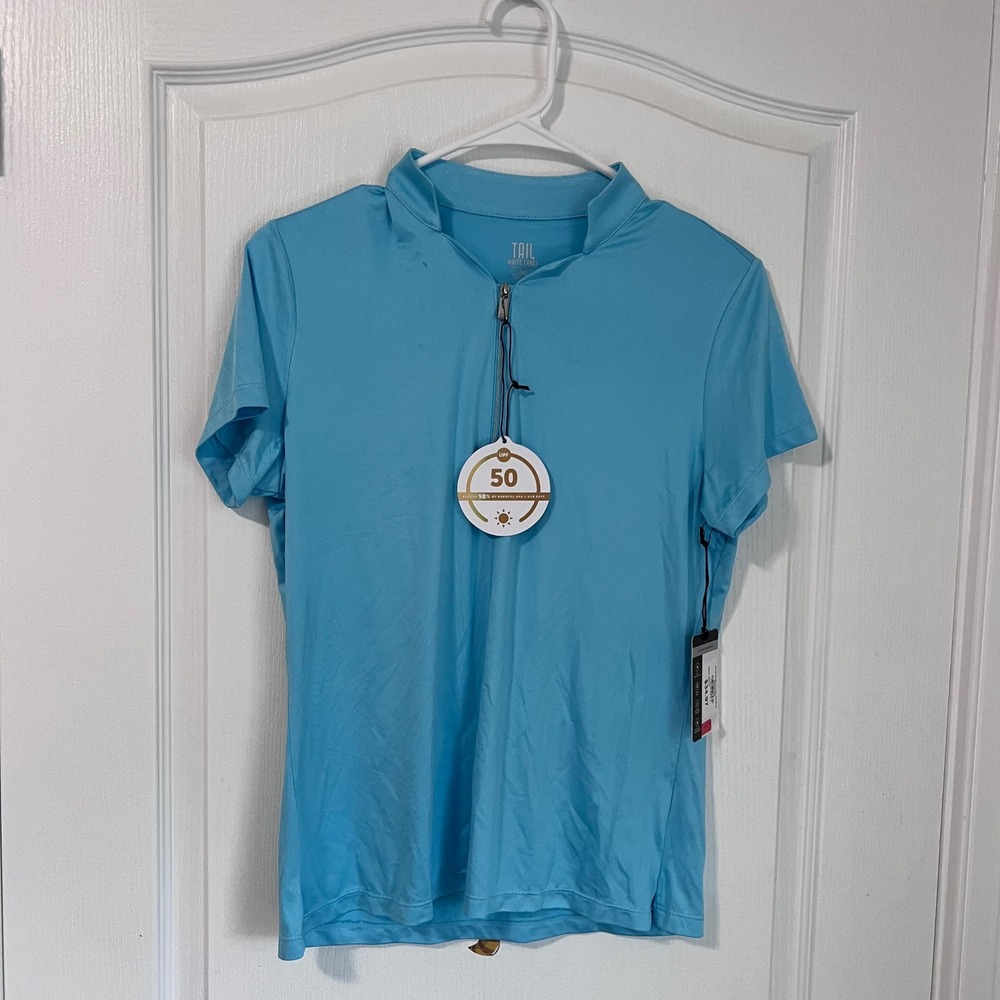Tail White Label Turquoise Blue Golf Polo UPF 50 Quarter Zip GH8228-2535 Women M